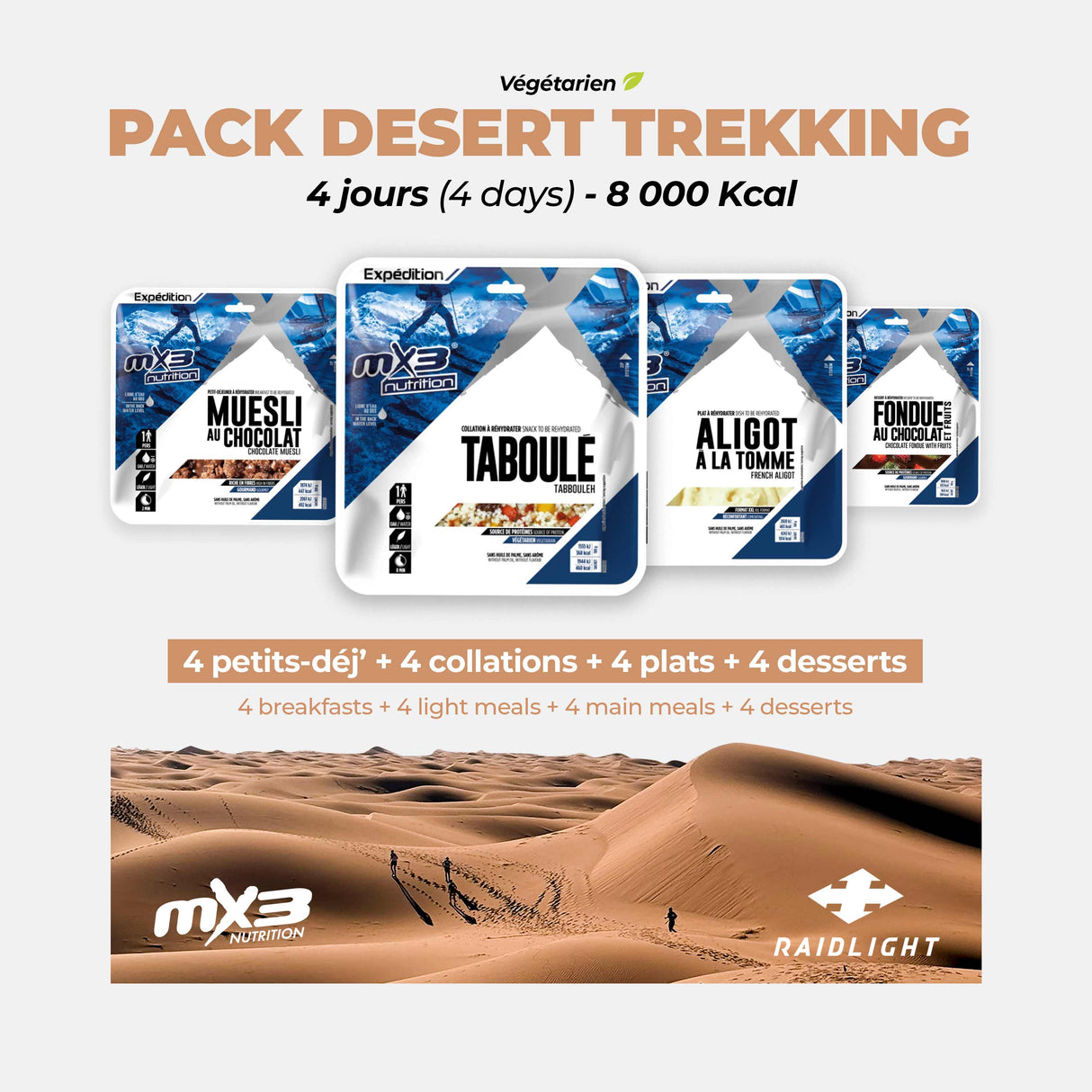 4-day vegetarian desert pack 8,000 Kcal - MX3